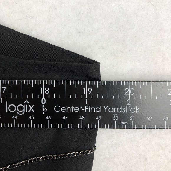 Line & Dot Women's Size Medium Black Chain Detail Sleeveless Crepe Blouse - Picture 5 of 11